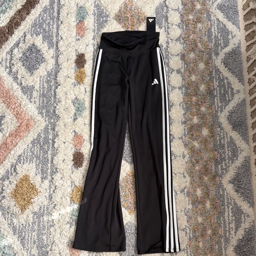 Adidas Aeroready Flare Pants with White Stripes